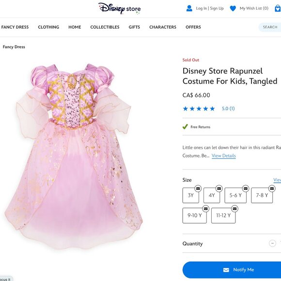 Disney Princess Rapunzel Tangled Deluxe Costume, Size 4 - Picture 6 of 10